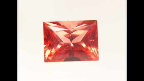 Czochralski Pulled Sapphire Pinkish Orange Padparadscha Rectangle Princess Cut