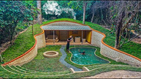 Building Swimming Pool and Find Ground Water for Underground Roof Grass Hobbit House