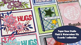 Paper Rose Studio | Plaid & Watercolour Mix | 9 cards 1 collection