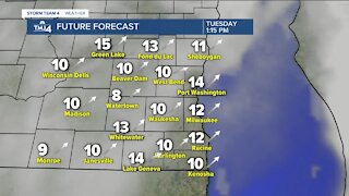 Mostly cloudy Monday, few flurries possible
