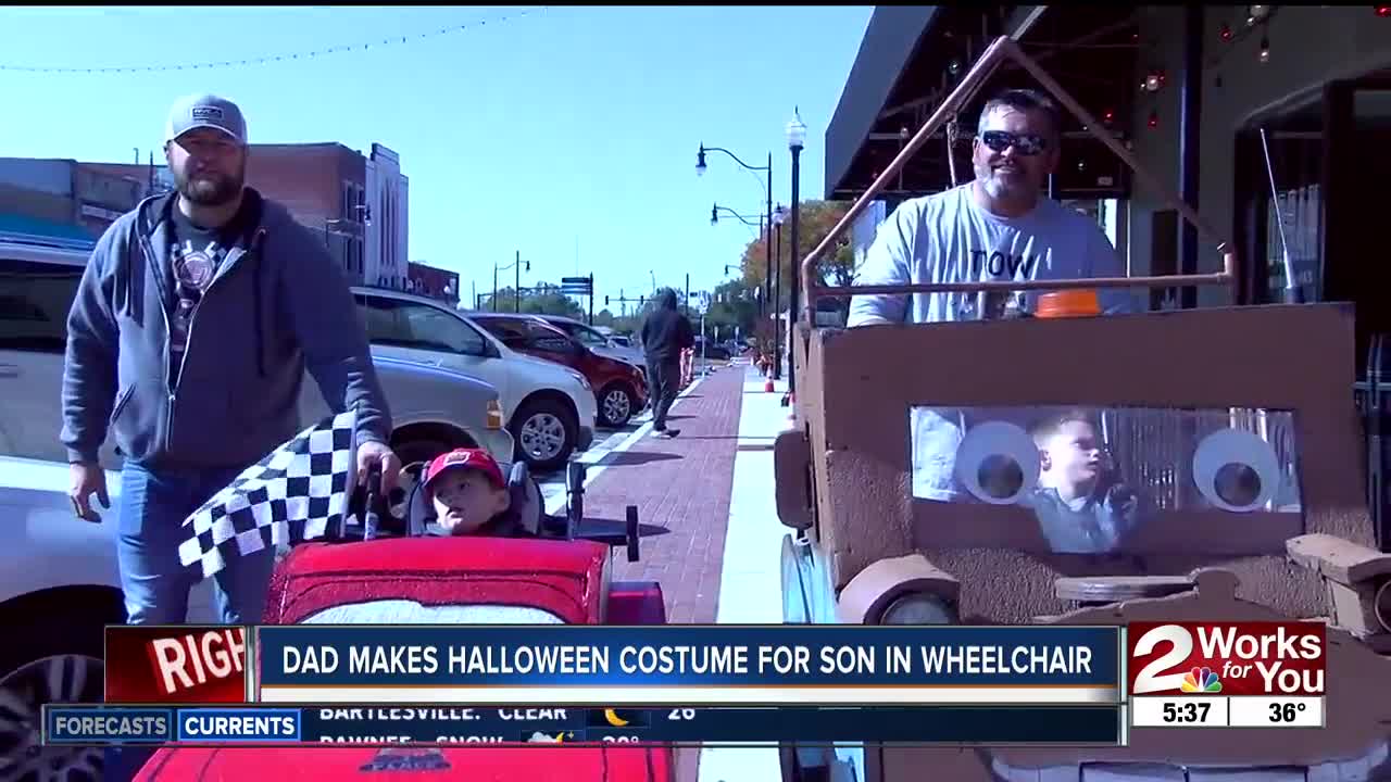 Dad makes Halloween costume for son in wheelchair