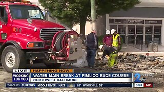 Water main break reported at Pimlico Race Course