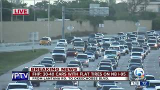 Metal debris causes multiple flat tires on I-95 northbound in Palm Beach County