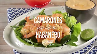 Shrimp with Mojo de Ajo with Dip de Habanero