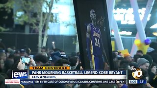 Fans gather outside Los Angeles' STAPLES Center to remember Kobe Bryant