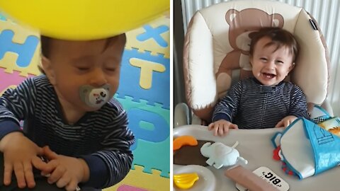 Hysterical compilation of baby getting hit in the head with a balloon