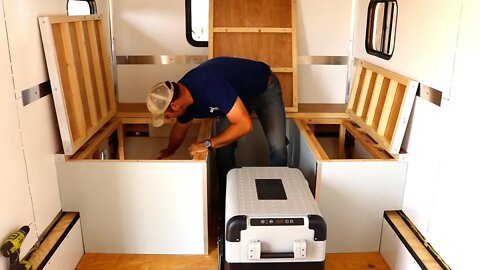 How to Build a DIY Travel Trailer - Bed, Cooler Cubby and Storage (Part 5)