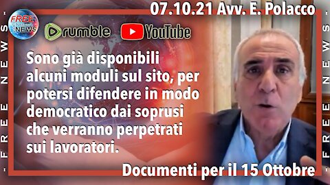 07.10.21 Avv. Polacco: sono pronti i documenti per difendersi alla data del 15 ottobre.