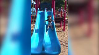 Little Boy’s Hilarious Adventures On A Slide