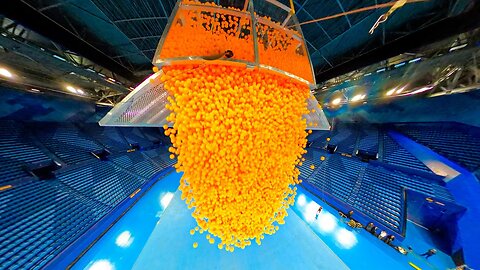 We Dropped 100,000 Ping Pong Balls From ARENA ROOF!