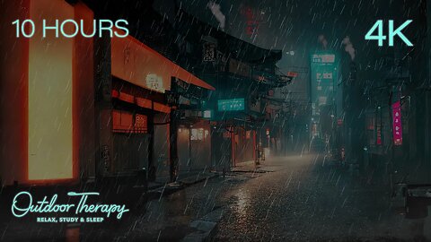 STORMY NIGHT in a FUTURE CITY | Urban Thunderstorm Ambience | RELAX | STUDY | SLEEP | 10 HOURS