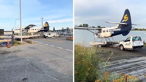 Unique-looking 'half' truck launches float plane