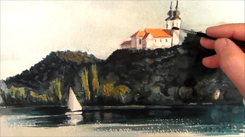 Sailboat watercolor painting