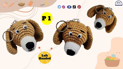 How to make a crochet dog keychain part 1 - Amigurumi dog ( Left Handed ) with the pattern
