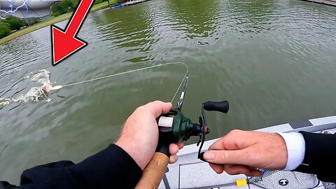AMAZING Topwater Bass Fishing durning a Storm!