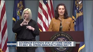 Gov. Whitmer extends stay-at-home order, says manufacturing can resume Monday