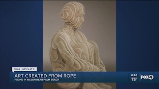 Man creates art piece from discarded rope found in ocean