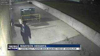 Madison Heights residents hold 'Love Rally' in wake of racist graffiti left by vandal