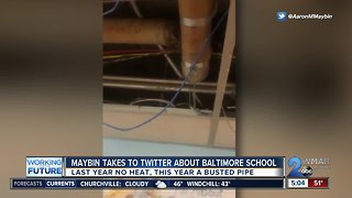 Former NFL player, current teacher, highlights Baltimore school's leaky pipes