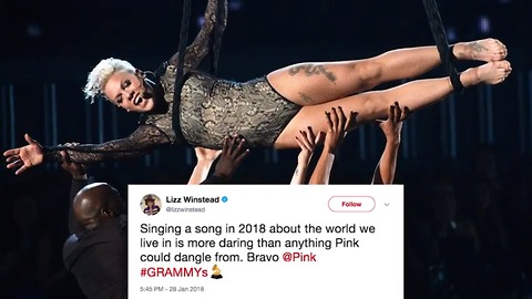 Pink Wears Jeans And A T-Shirt To The Grammys For Powerful Performance | 2018 Grammys