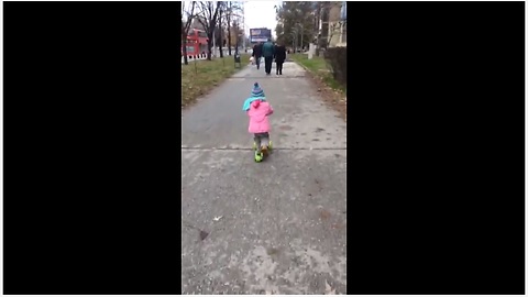 Talented One-Year-Old Shows Amazing Skills Riding A Scooter