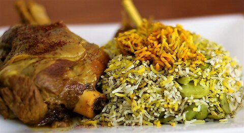 Persian Lamb shank recipe _ slow cooked lamb shank herbal rice _ Baghali polo ba mahiche
