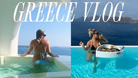 greece travel vlog: santorini + mykonos! villa tour, fav restaurants/beach clubs, outfits i wore