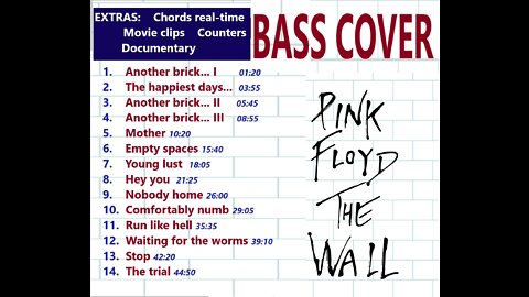 Bass cover PINK FLOYD _ Album: THE WALL _ Chords real-time, Movie clips, Counters, MORE