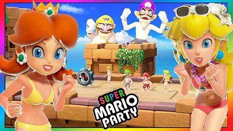 Super Mario Party - Just Get Over It Minigame - Daisy Peach VS Wario Waluigi