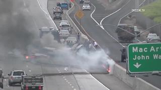 Cessna crashes on 405 Freeway in Orange County