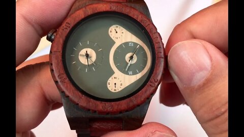 ZLYC Two Tone Natural Sandalwood Two Time Zones Wooden Watch review - giveaway
