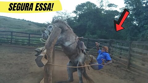 OLHA O QUE ESSE CAVALO FEZ! - CAVALO XUCRO JOGA VAQUEIRO PO NO CHÃO - SEGURA ESSA