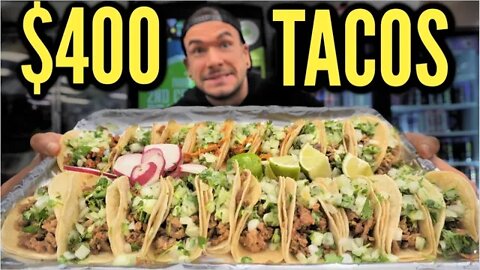 CRAZY $400 TACO CHALLENGE | Mexican Street Tacos | El Pastor, Carne Asada | Bullseye Burger