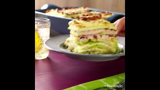 Chayote gratin with bacon