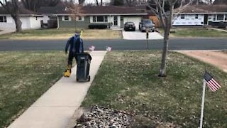 Diver takes out the trash during quarantine