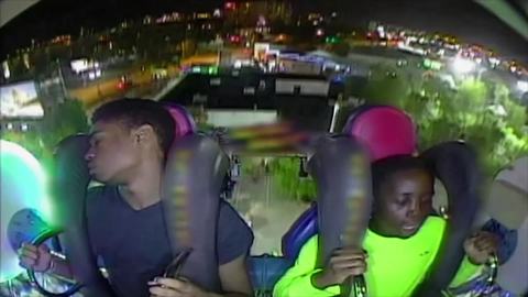 Boy Faints And Screams During An Amusement Park Ride