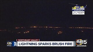 Lightning sparks fire burning on New River Mesa