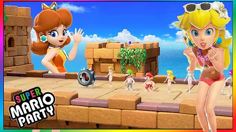 Super Mario Party - Just Get Over It Minigame - Daisy Peach VS Luigi Waluigi