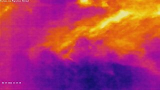Small flock of birds - spring night migration captured on thermal camera 5/27/2023 @ 21:35