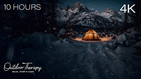 Enchanting Winter Tent Camping in the Mountains | Howling Wind & Blowing Snow Ambience | 10 Hours