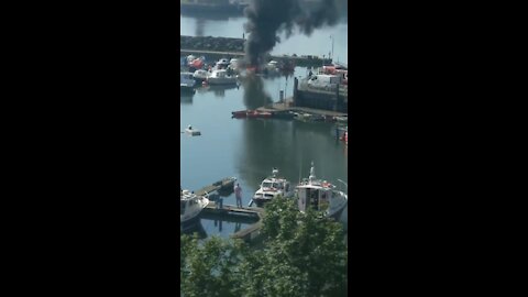 Boat explodes and catches fire at Sunderland Marina in England