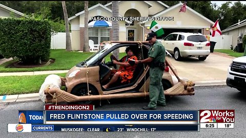 Fred Flintstone pulled over for speeding