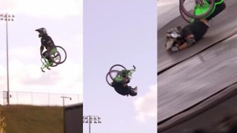 Daredevil in Wheelchair Faceplants on Front Flip Attempt