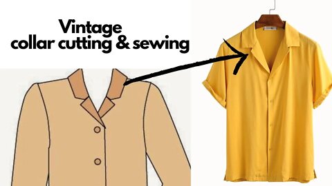 How to cut and sew a vintage shirt reverse collar step by step ( camp collar)