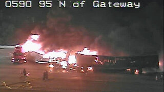 Semi fire closes on lanes of I-95 southbound in Boynton Beach