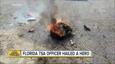 Florida TSA officer hailed a hero after grabbing smoking bag to protect passengers