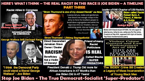 THIS IS WHAT I THINK – THE REAL RACIST IN THIS RACE IS JOE BIDEN A TIMELINE – PART THREE