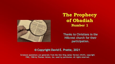 Video Bible Study: Book of Obadiah - 1