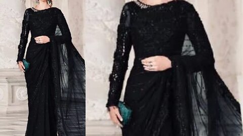 New Design Saree | Fancy Designer Saree | Black saree designs Pakistani || net black saree designs