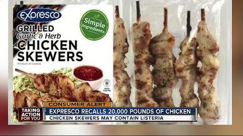 Expresco Foods recalls chicken skewers for listeria contamination